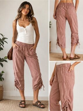 Free People Cropped Drawstring Capris in Dusty Rose